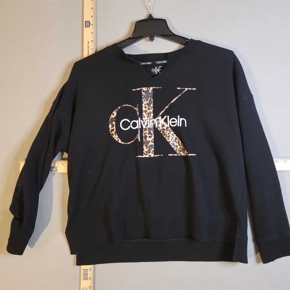 Calvin Klein Performance Womens XL Black Leopard Logo Sweatshirt‎ PFMT3913